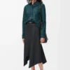 Asymmetric skirt in wool and cashmere Charcoal Melange