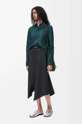 Asymmetric skirt in wool and cashmere Charcoal Melange