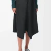 Asymmetric skirt in wool and cashmere Charcoal Melange