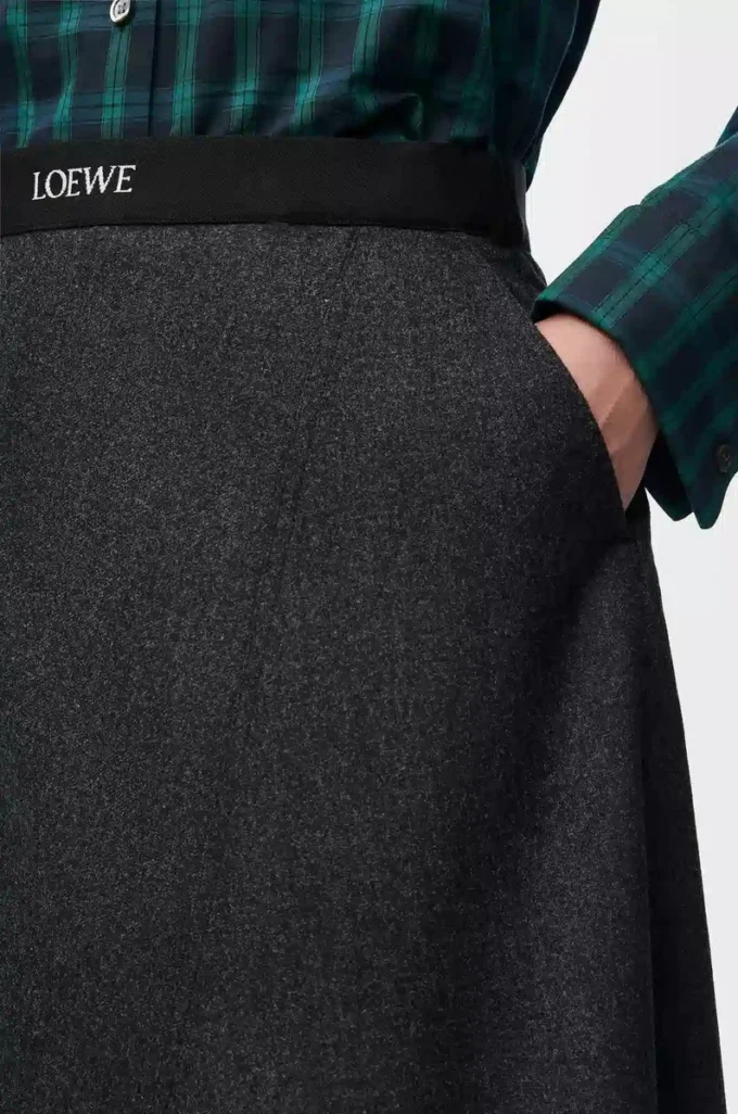 Asymmetric skirt in wool and cashmere Charcoal Melange