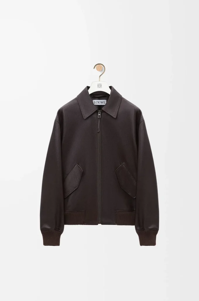Aviator jacket in deerskin Oxblood