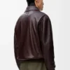 Aviator jacket in deerskin Oxblood