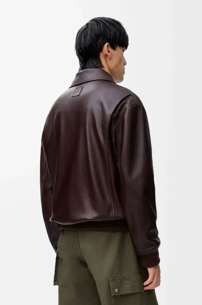 Aviator jacket in deerskin Oxblood