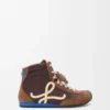 Ballet Runner 2.0 high-top in nylon and calfskin Brown/Yellow/Blue