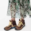 Ballet Runner 2.0 high-top in nylon and calfskin Brown/Yellow/Blue