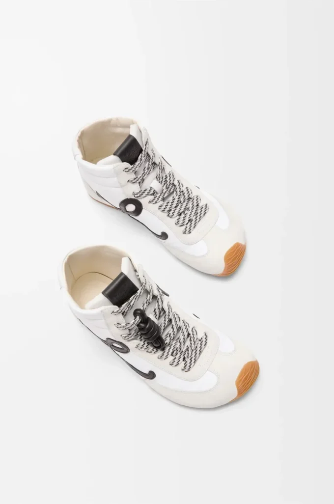 Ballet Runner 2.0 high-top in nylon and calfskin White/Black