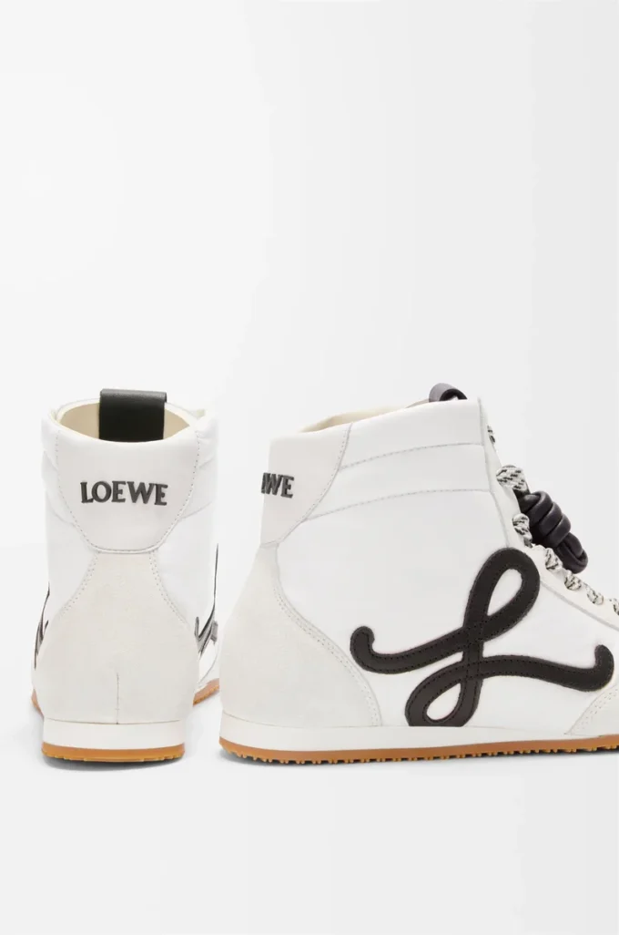 Ballet Runner 2.0 high-top in nylon and calfskin White/Black