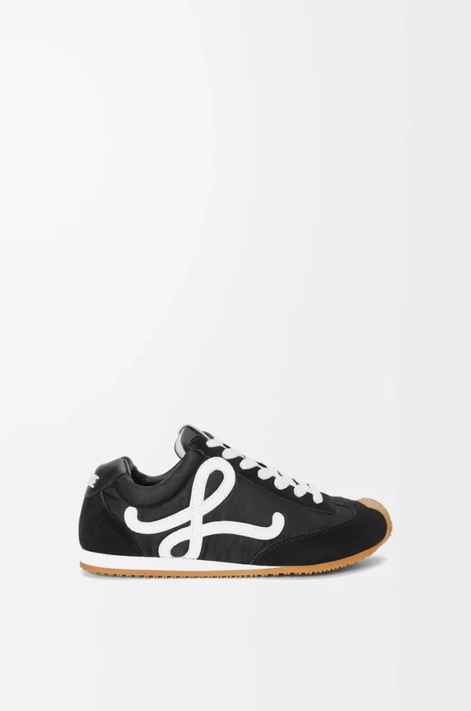 Ballet Runner 2.0 in nylon and calfskin Black/White