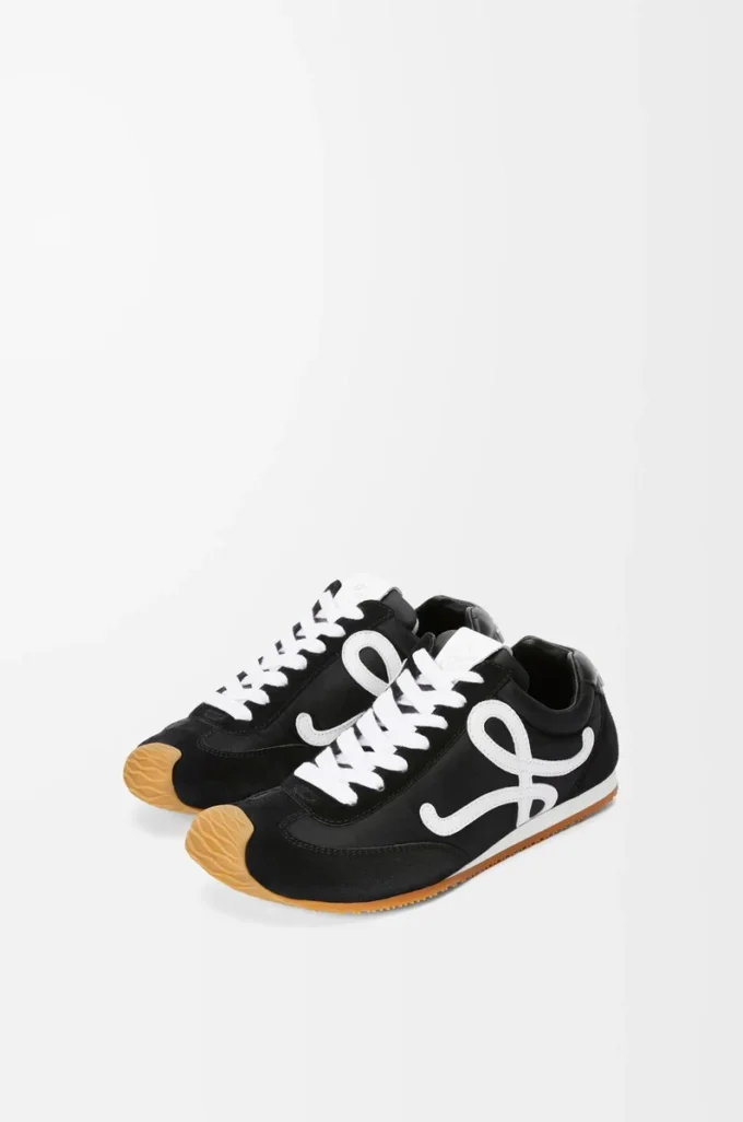 Ballet Runner 2.0 in nylon and calfskin Black/White