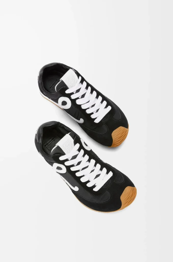 Ballet Runner 2.0 in nylon and calfskin Black/White
