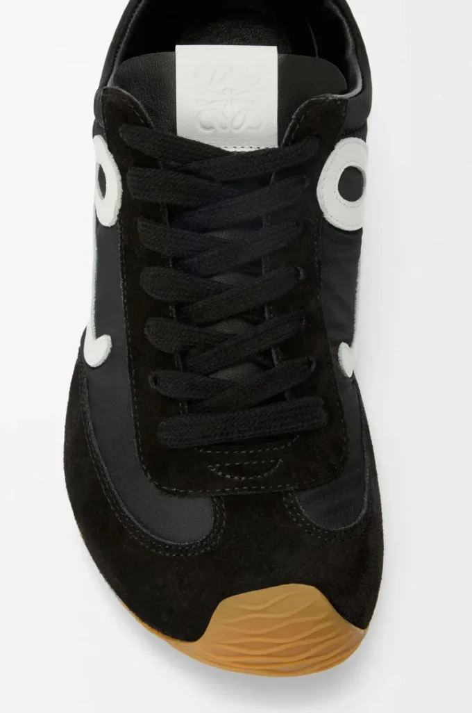 Ballet Runner 2.0 in nylon and calfskin Black/White
