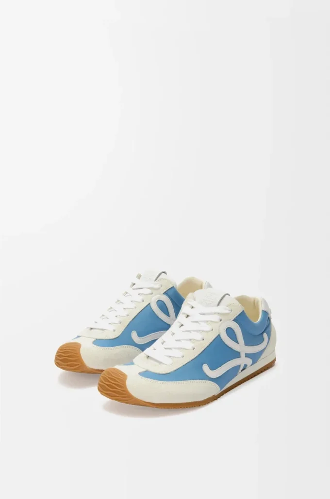 Ballet Runner 2.0 in nylon and calfskin Blue/White/Soft White