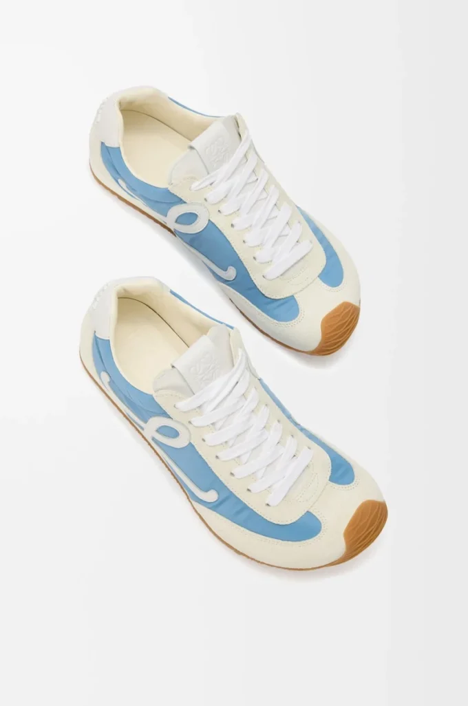 Ballet Runner 2.0 in nylon and calfskin Blue/White/Soft White