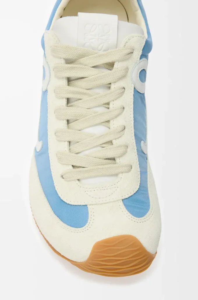 Ballet Runner 2.0 in nylon and calfskin Blue/White/Soft White