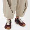 Ballet Runner 2.0 in nylon and calfskin Burgundy/Duck Blue/Dough