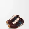 Ballet Runner 2.0 in nylon and calfskin Burgundy/Duck Blue/Dough