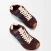 Ballet Runner 2.0 in nylon and calfskin Burgundy/Duck Blue/Dough