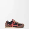 Ballet Runner 2.0 in nylon and calfskin Chocolate/Coral/Yellow