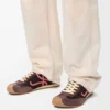 Ballet Runner 2.0 in nylon and calfskin Chocolate/Coral/Yellow