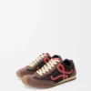 Ballet Runner 2.0 in nylon and calfskin Chocolate/Coral/Yellow