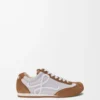 Ballet Runner 2.0 in nylon and calfskin Grey/White/Tan