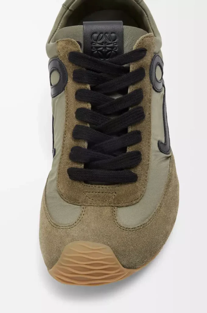 Ballet Runner 2.0 in nylon and calfskin Light Khaki/Black/White
