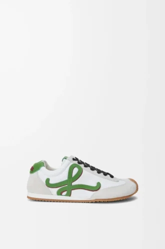 Ballet Runner 2.0 in nylon and calfskin White/Grass Green/Dark Orang