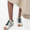 Ballet Runner 2.0 in nylon and calfskin White/Grass Green/Dark Orang