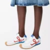 Ballet Runner 2.0 in nylon and calfskin White/Red/Blue