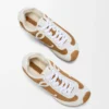 Ballet Runner 2.0 in suede and shearling Tan/White