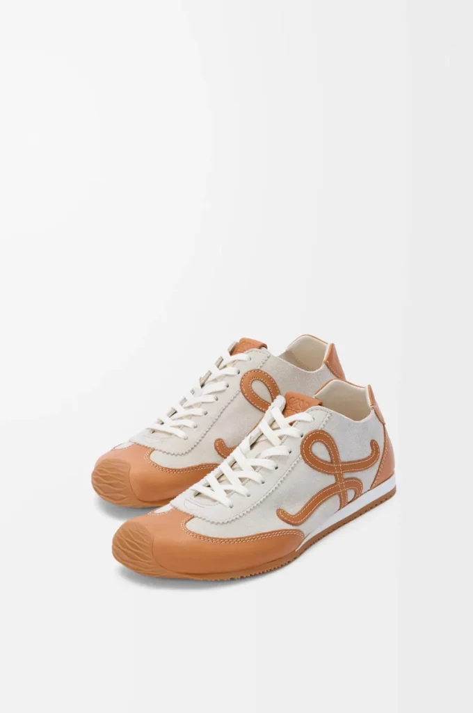 Ballet Runner 2.0 unlined in deerskin and vegetable-tanned calfskin Soft White/Tan