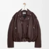 Balloon biker jacket in nappa lambskin Dark Brown