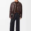 Balloon biker jacket in nappa lambskin Dark Brown