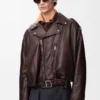 Balloon biker jacket in nappa lambskin Dark Brown