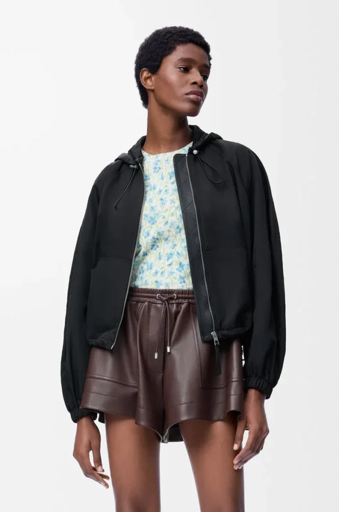 Balloon jacket in cupro blend Black