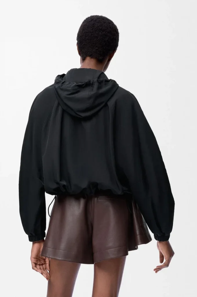 Balloon jacket in cupro blend Black
