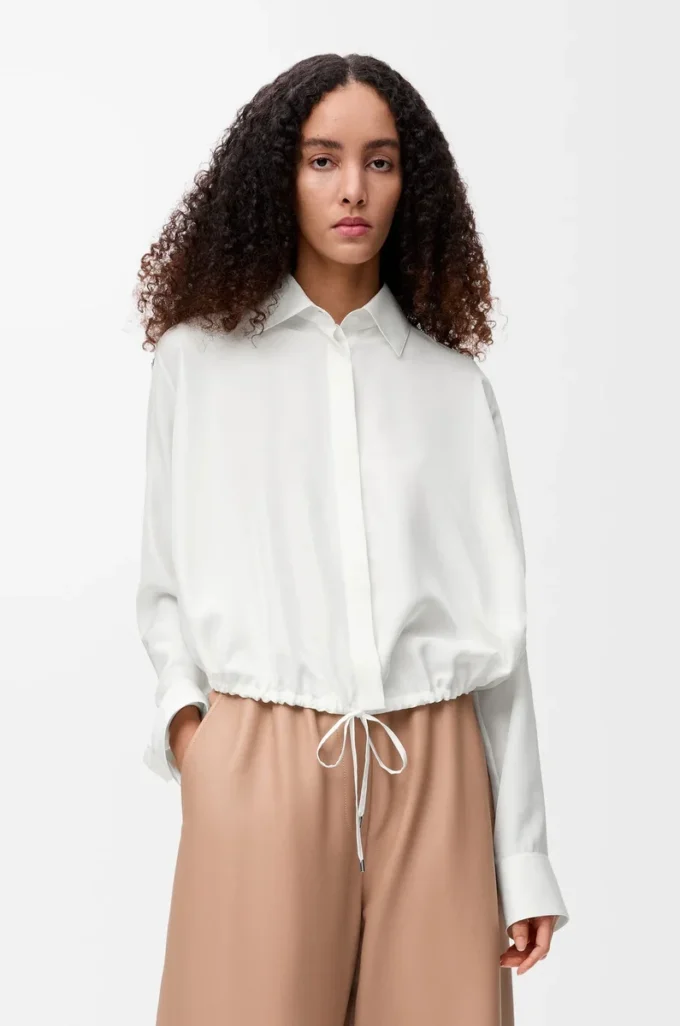 Balloon shirt in silk White Balloon shirt in silk White
