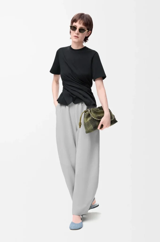 Barrel trousers in suede goatskin Light Grey Barrel trousers in suede goatskin Light Grey