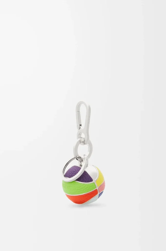 Basketball charm in calfskin and metal Multicolor