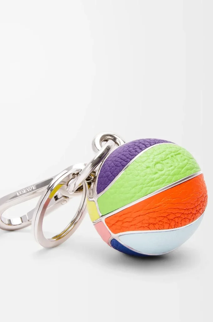 Basketball charm in calfskin and metal Multicolor