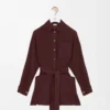 Belted blouse in silk Burgundy Belted blouse in silk Burgundy