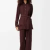 Belted blouse in silk Burgundy Belted blouse in silk Burgundy