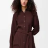 Belted blouse in silk Burgundy Belted blouse in silk Burgundy
