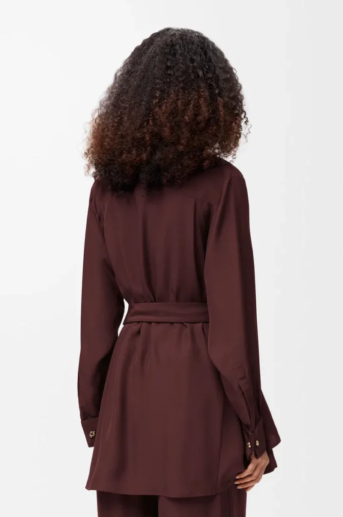 Belted blouse in silk Burgundy Belted blouse in silk Burgundy