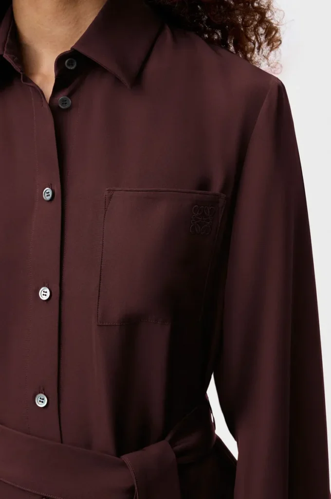 Belted blouse in silk Burgundy Belted blouse in silk Burgundy