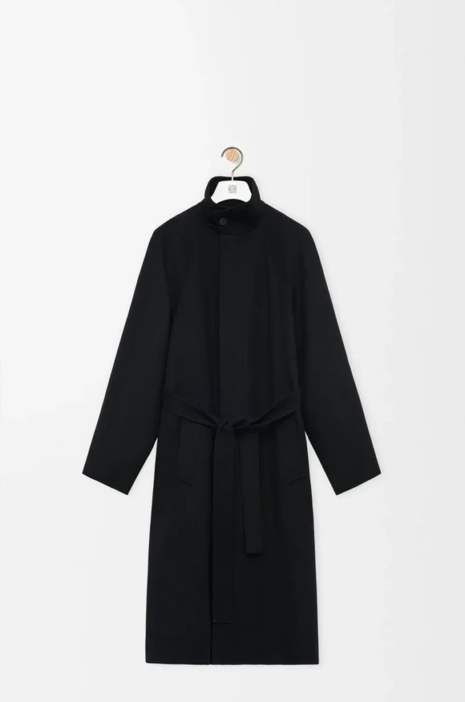 Belted coat in wool and cashmere Black