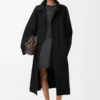 Belted coat in wool and cashmere Black