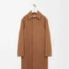 Belted coat in wool Camel/Brown