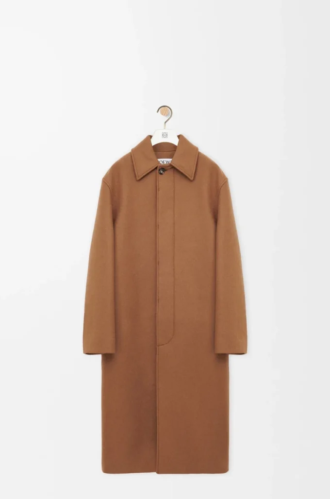Belted coat in wool Camel/Brown