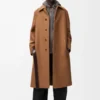 Belted coat in wool Camel/Brown